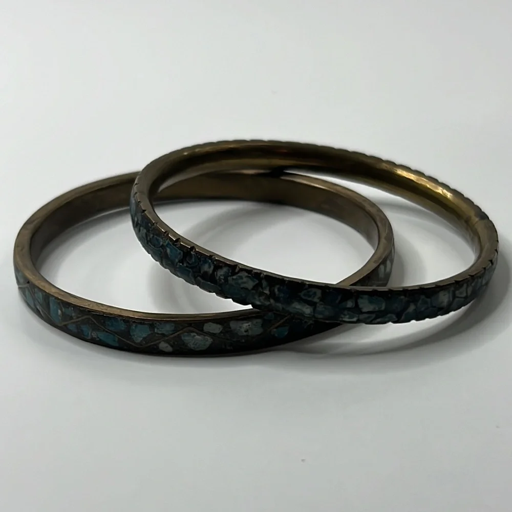 Vintage Brass Turquoise Bracelets